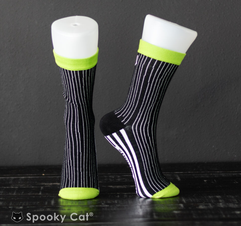 Gothic Black and White stripe Skellington goth socks