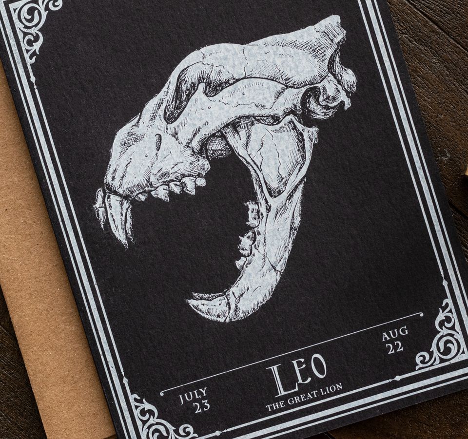 Leo Skull Horoscope Zodiac Birthday Card