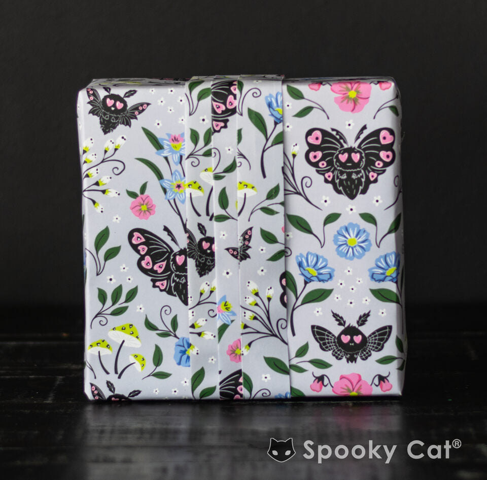 Mothman Floral Springoween Gothic Gift Wrap
