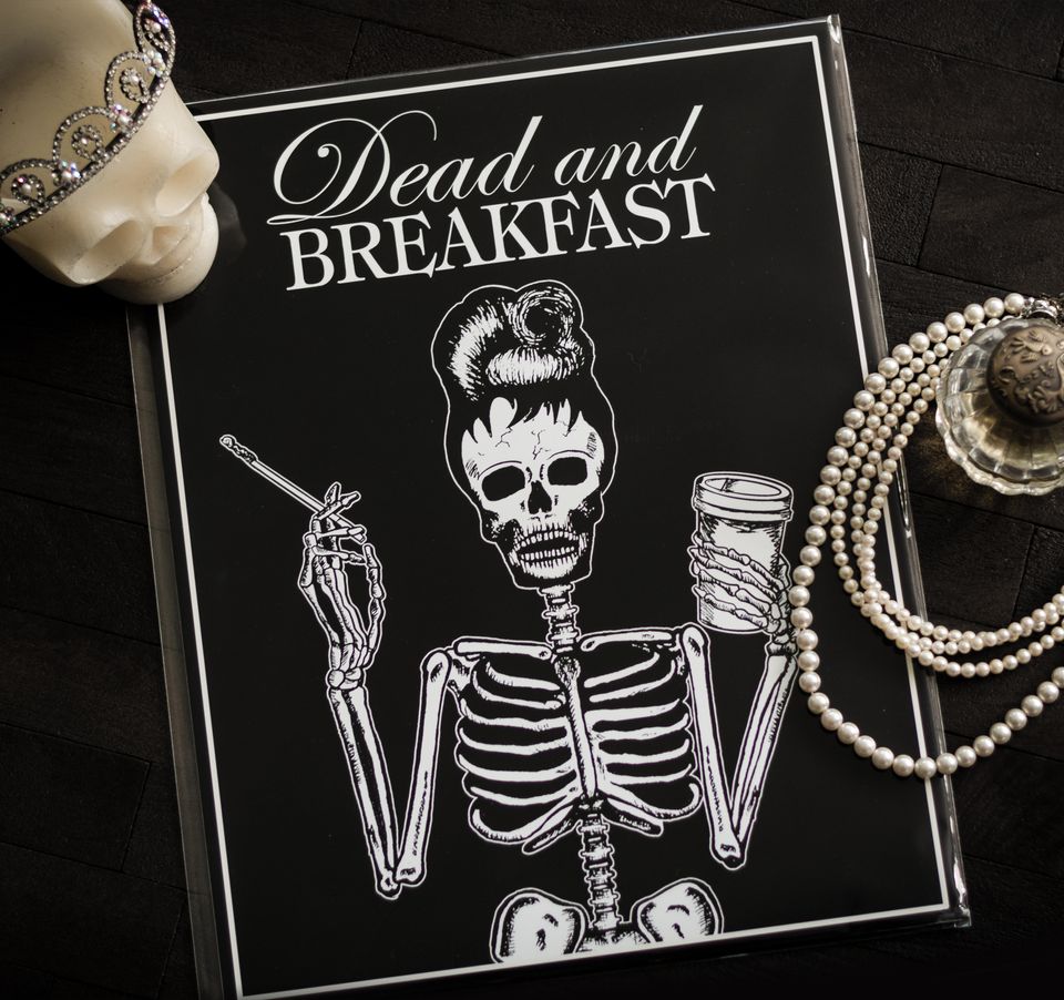 Dead and Breakfast at Tiffany's Skeleton Holly Golightly Art Print