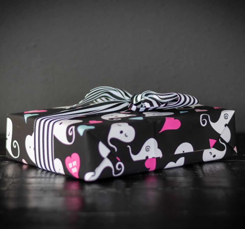 Pink goth ghost boo spooky cute gift wrap