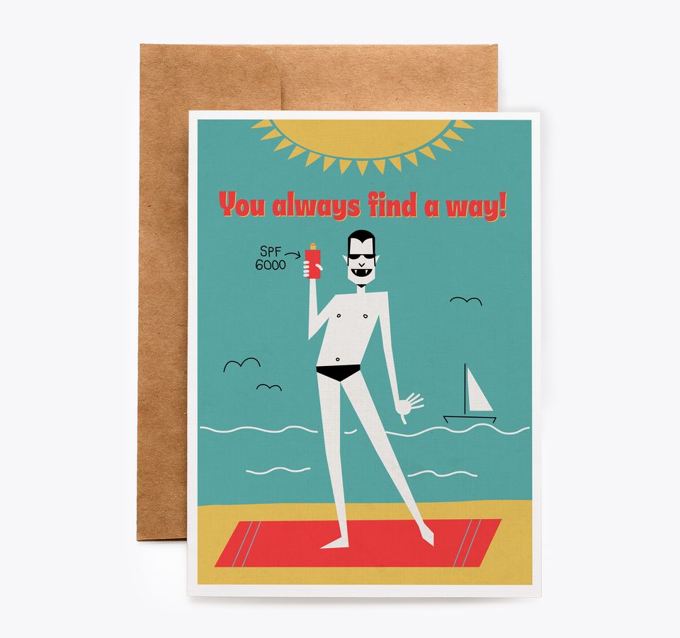 Tiki Dracula Funny Birthday Card