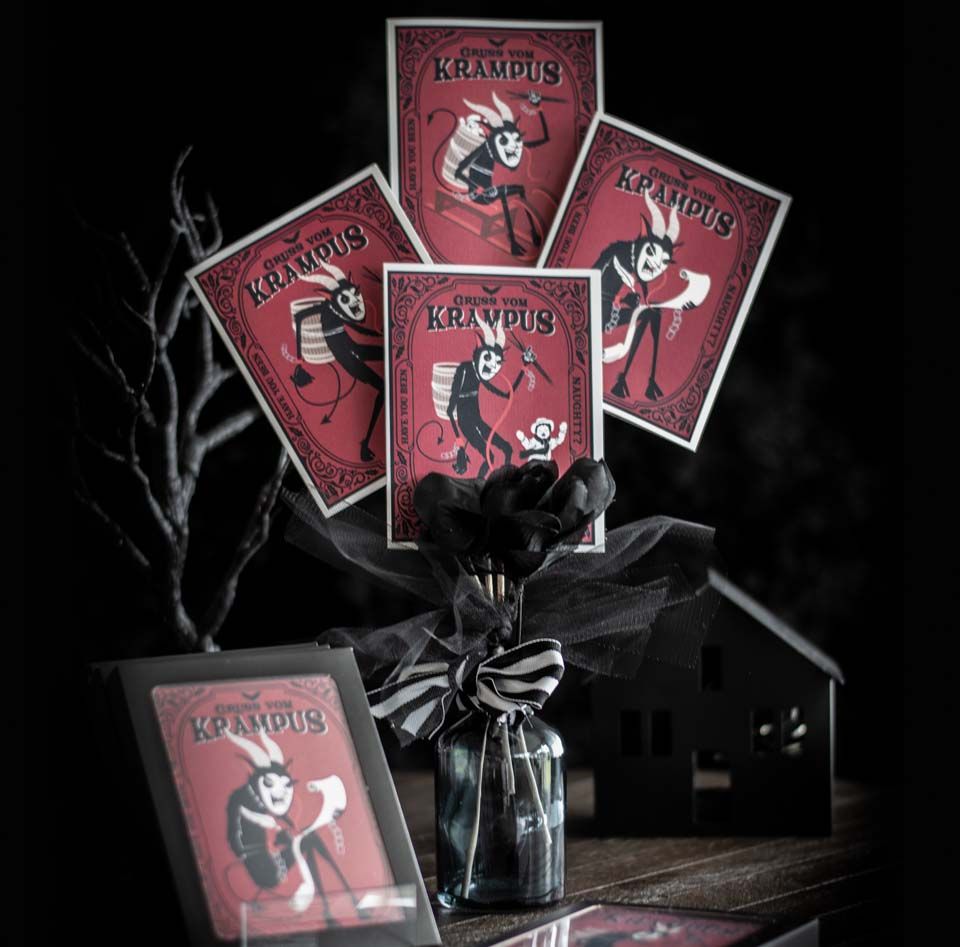 Krampus Krampusnacht Folklore Holiday Card Set