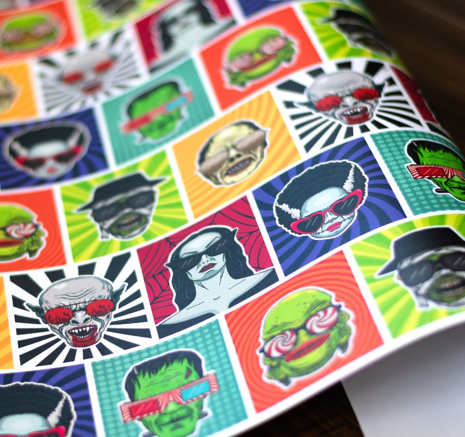 Universal Monsters Gift Wrap Frankenstein Vampira Mummy Creature Nosferatu