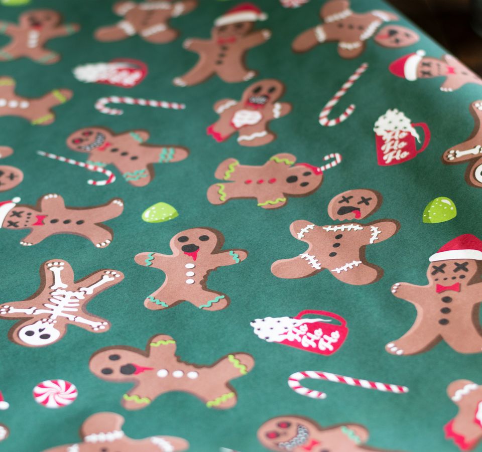 Gingerdead men Gothic Creepy Christmas Gift Wrap