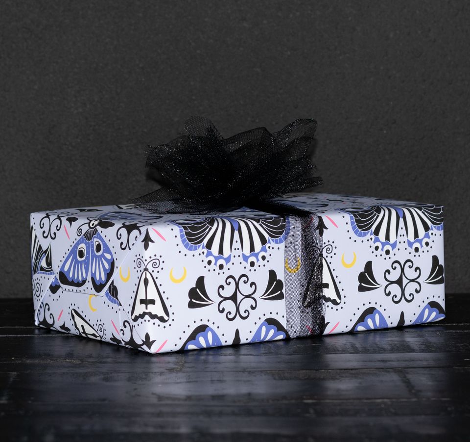Goth Moth and Butterfly Patterned Gift Wrap