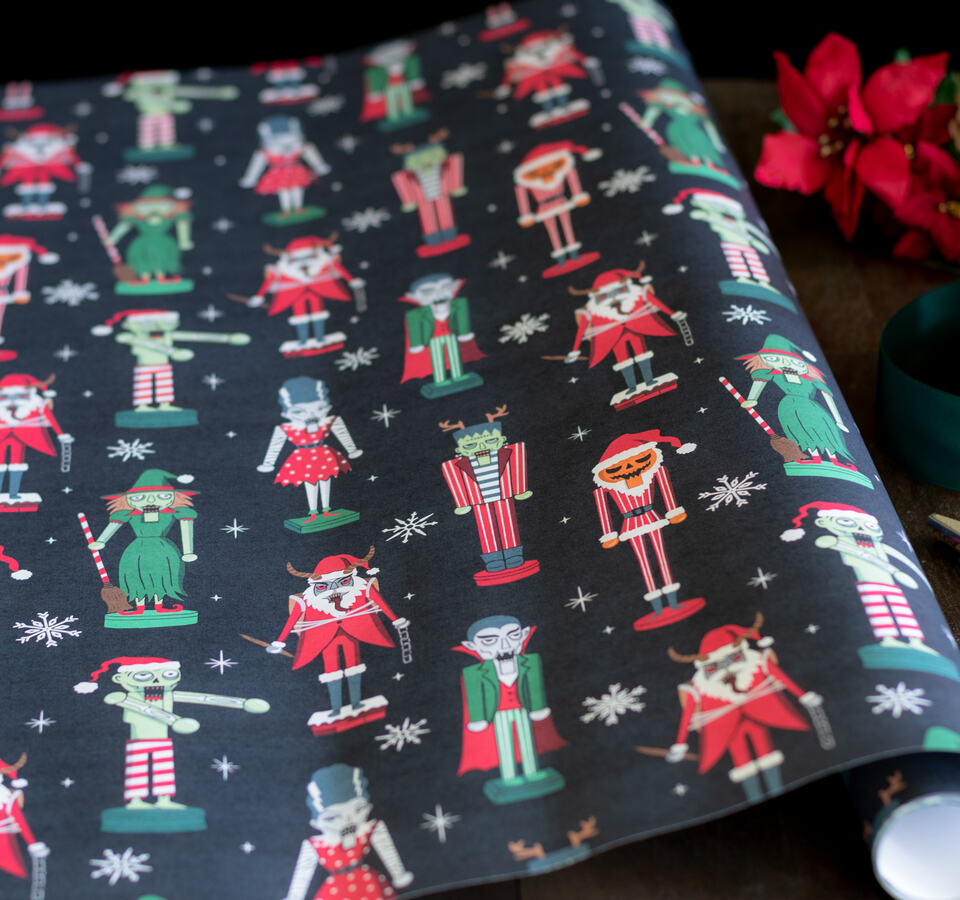 Halloween Monster Nutcracker Creepmas Gift Wrapping Paper