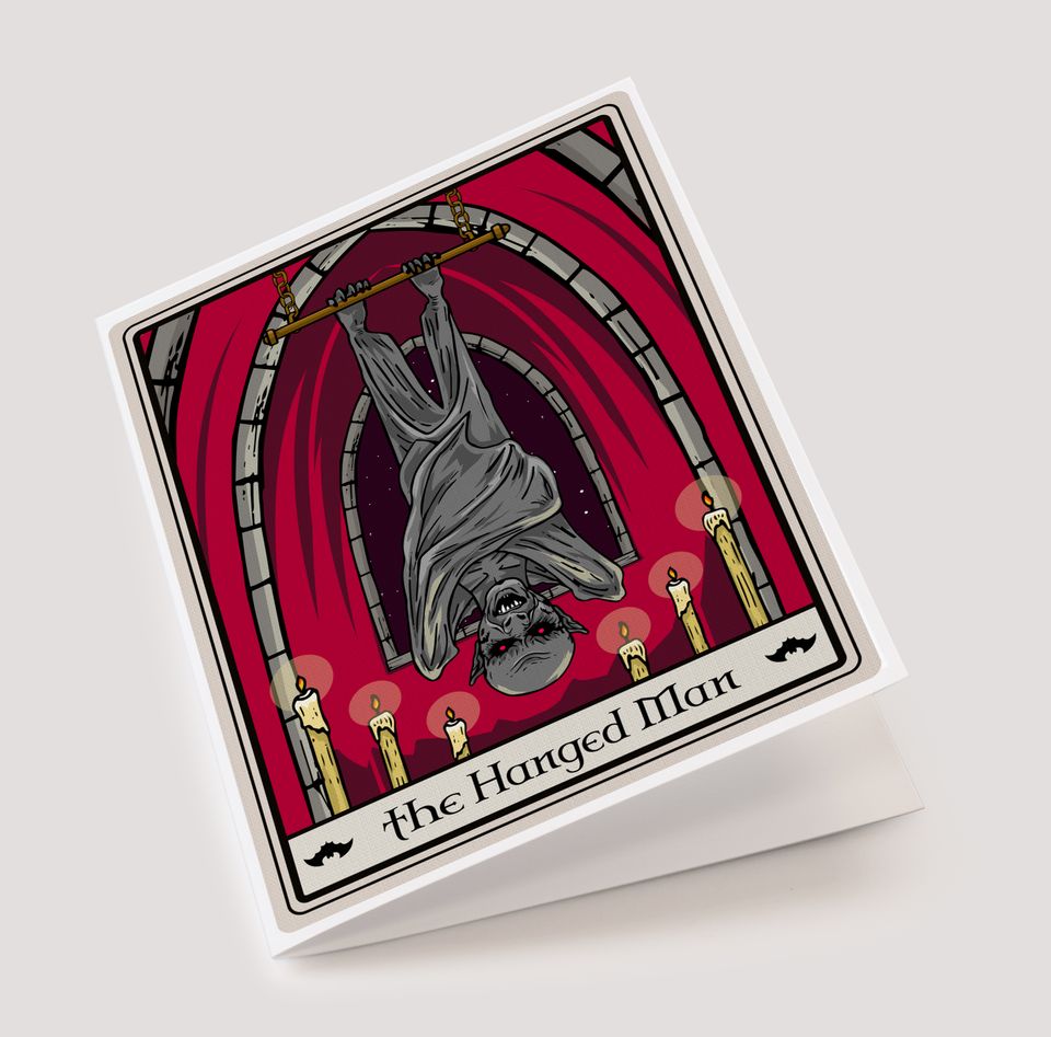 Hanged Man Tarot Vampire Bat Gothic Card