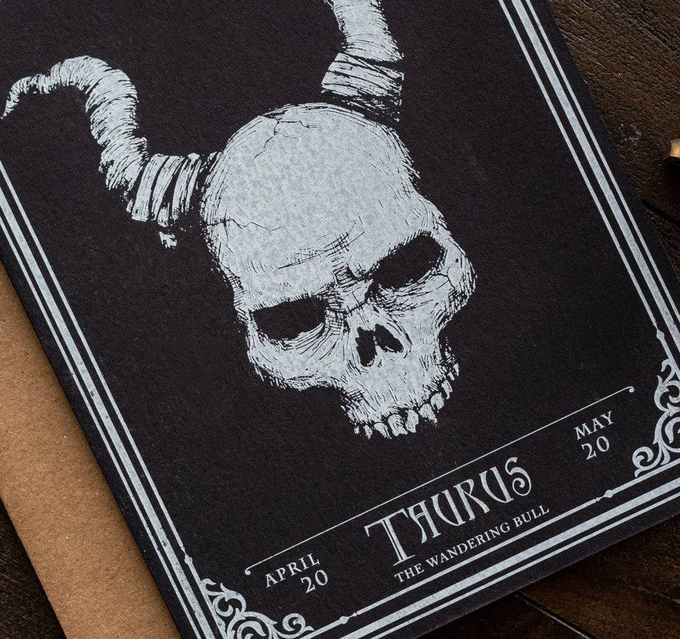 Taurus Skull Horoscope Zodiac Birthday Card