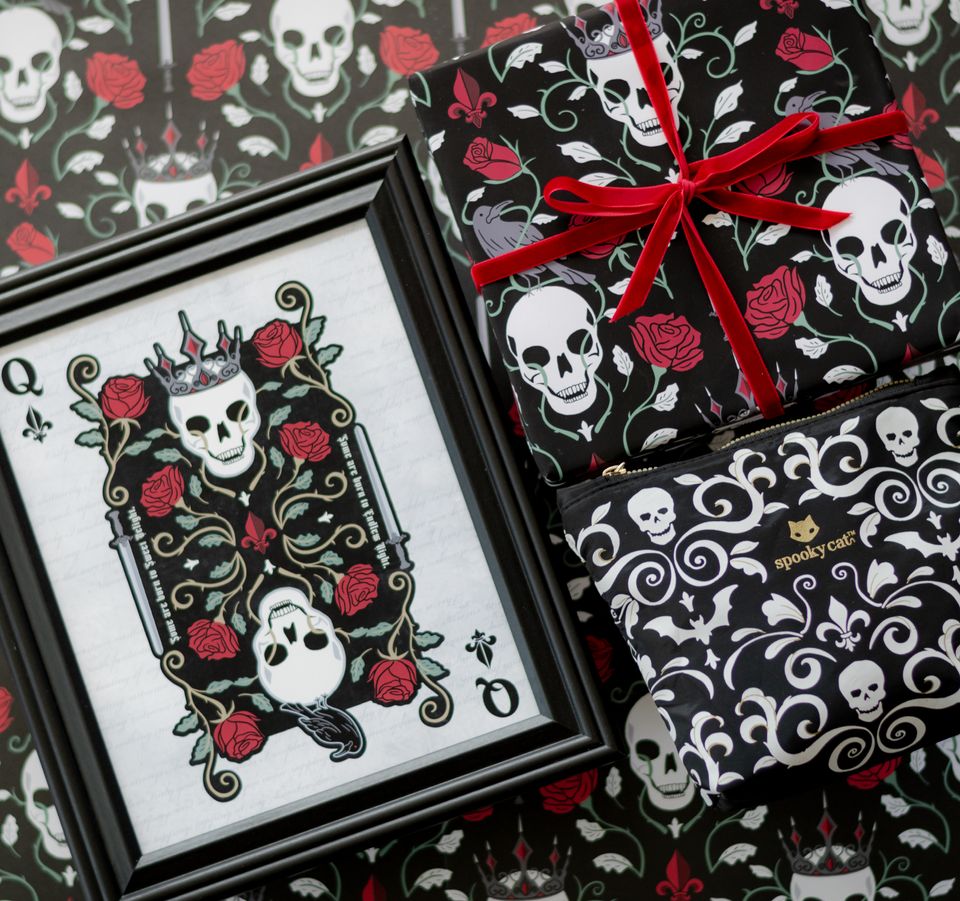 HalloQueen of Thorns Skull and Rose Art Print