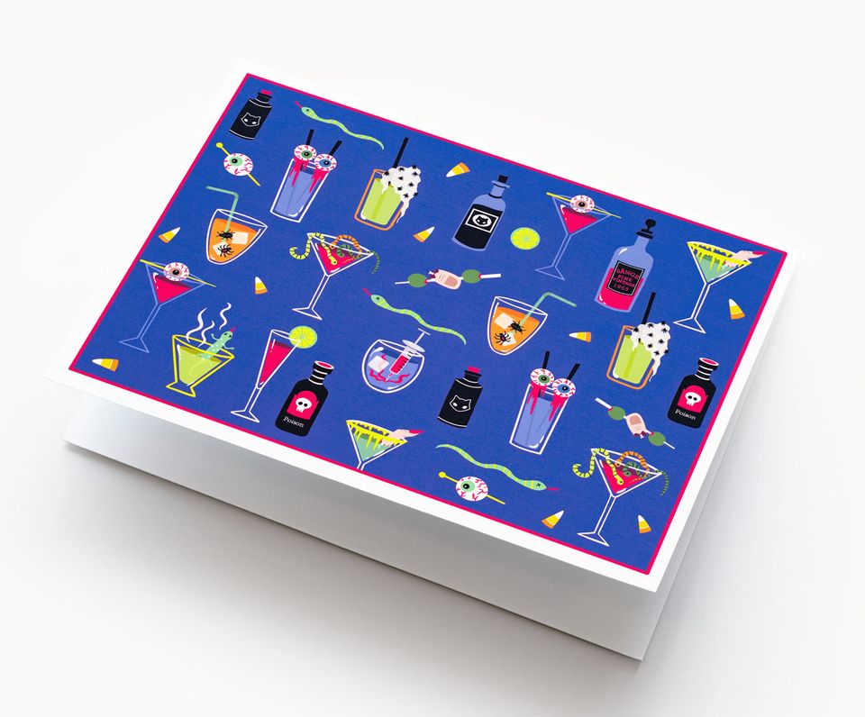 Ghoulish greeting card with ghoulish cocktails