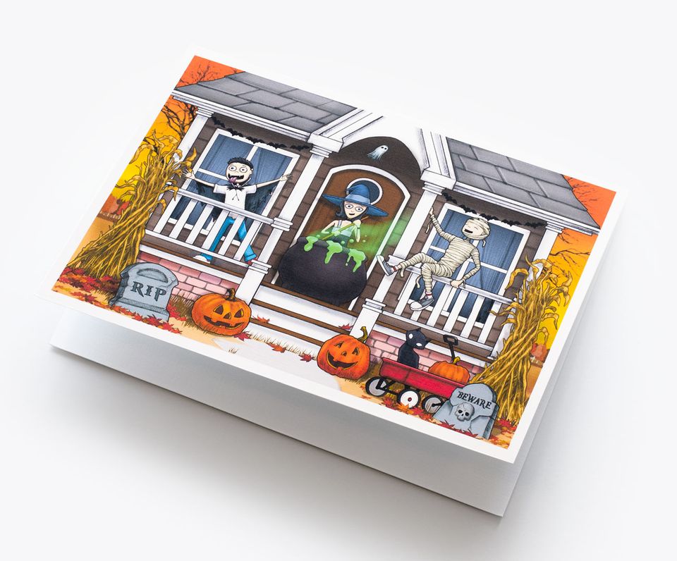 Spooky Cat Halloween Card - Witches Brew