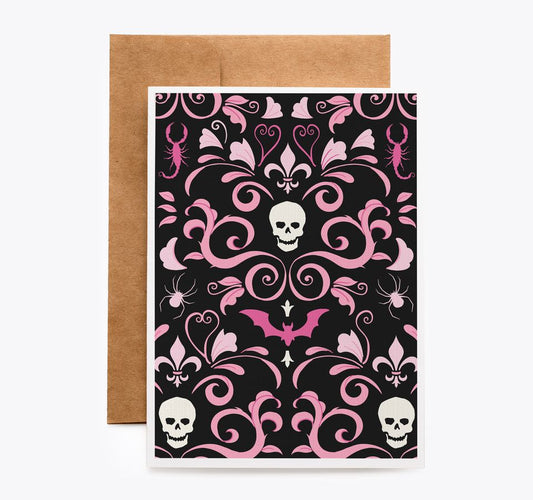 Skull Damask Valentine's Card
