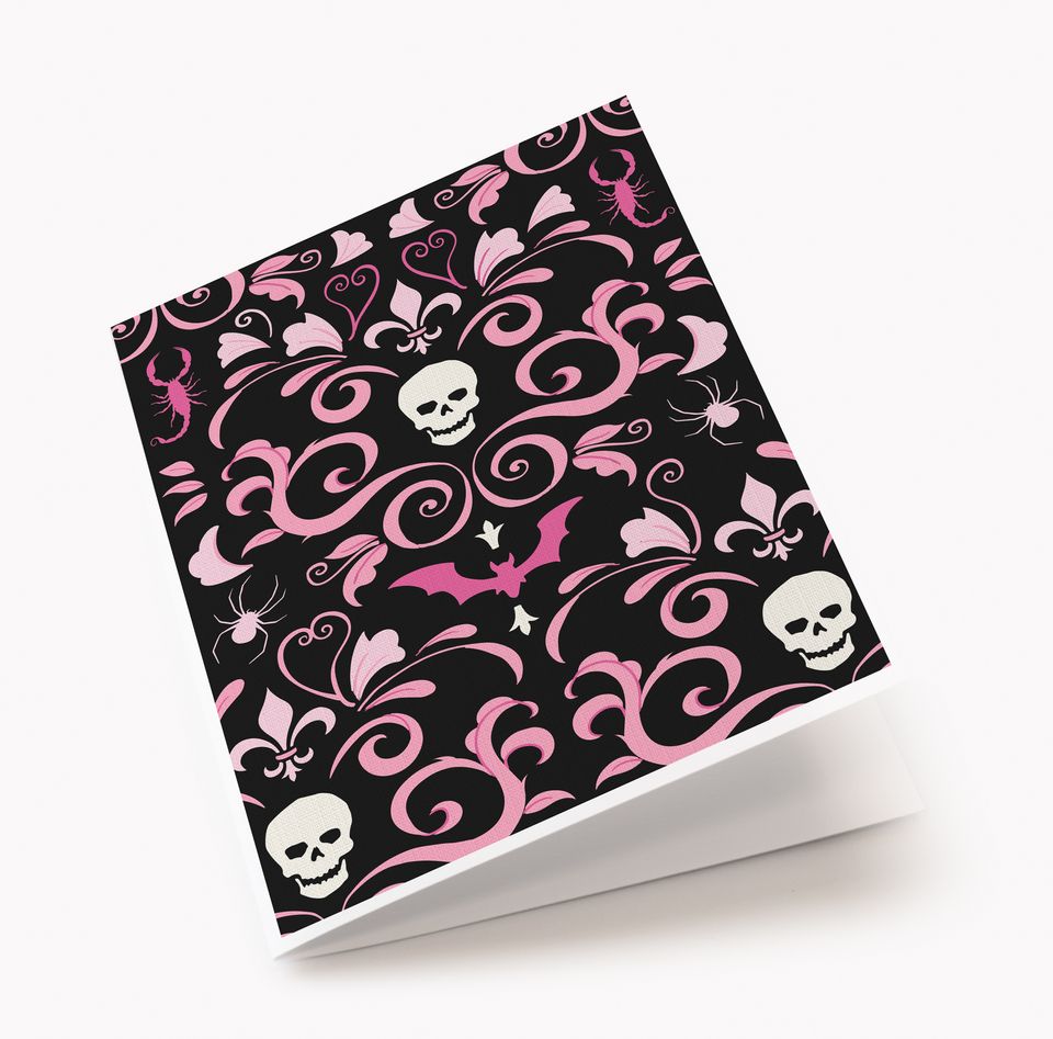 Skull Damask Valentine's Card
