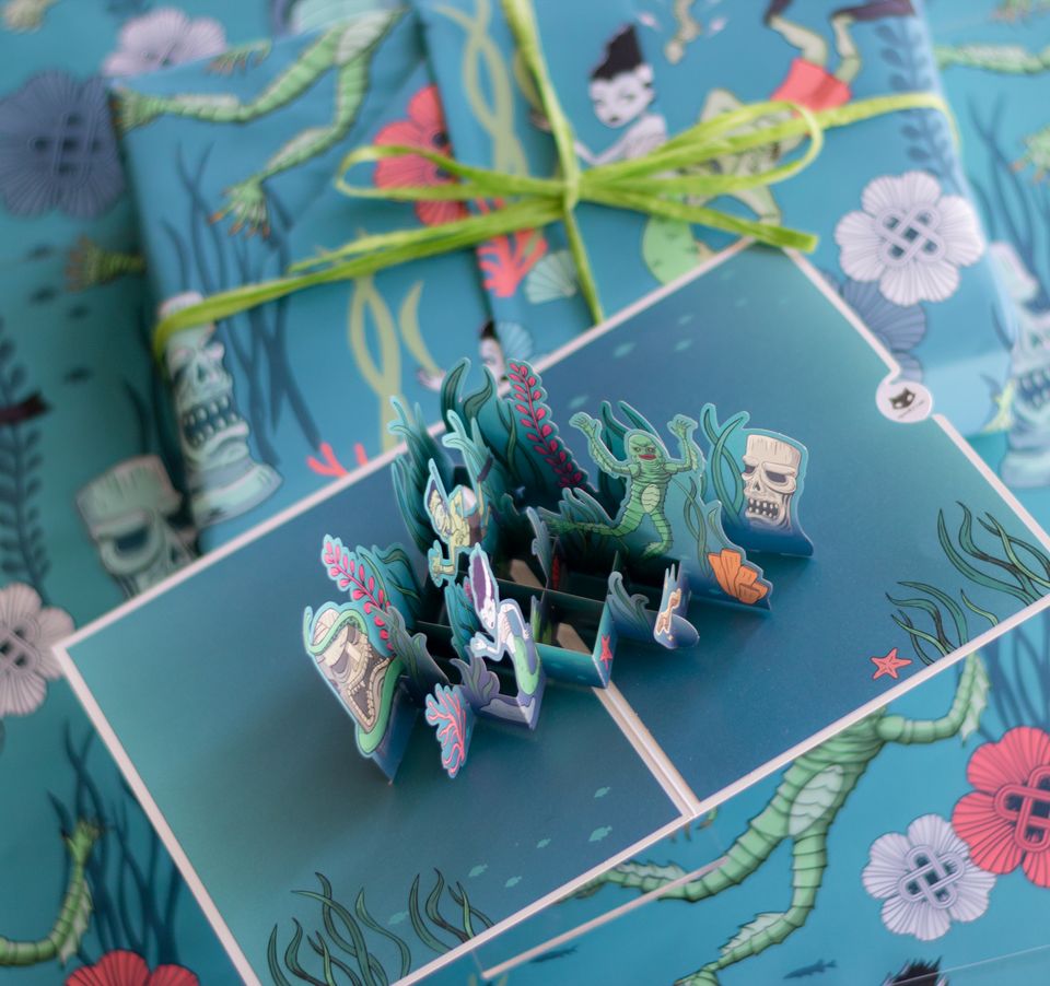 Creature Frankenstein Bride Tiki Underwater Gift wrap
