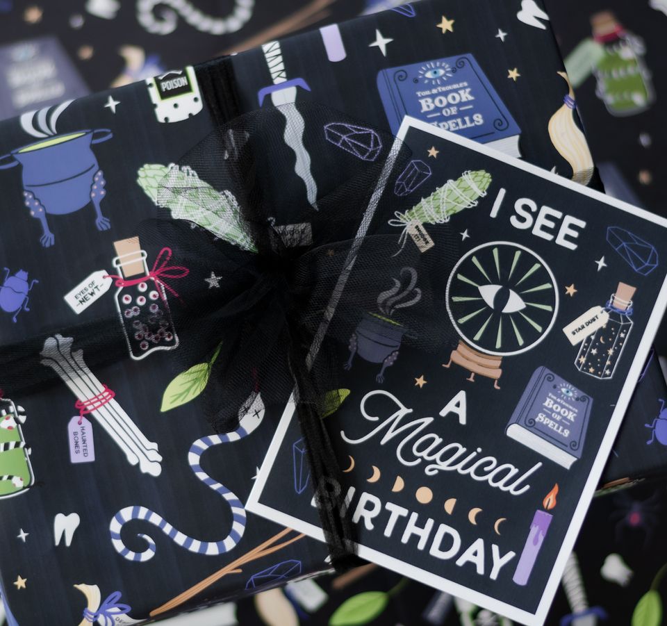 Witchcraft Halloween hocus pocus gift wrap