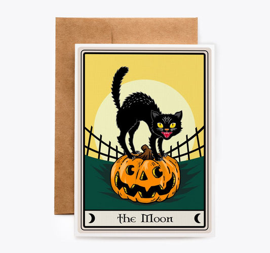 Black Cat Moon Halloween Tarot Card
