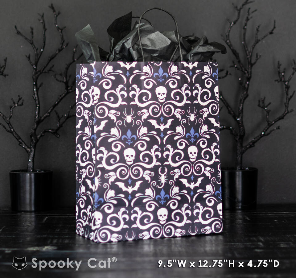 Gothic Skull Damask Paper Gift Bag