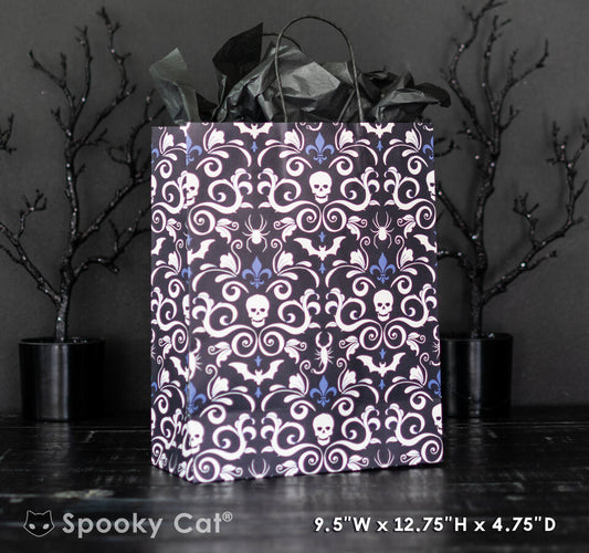 Gothic Skull Damask Paper Gift Bag