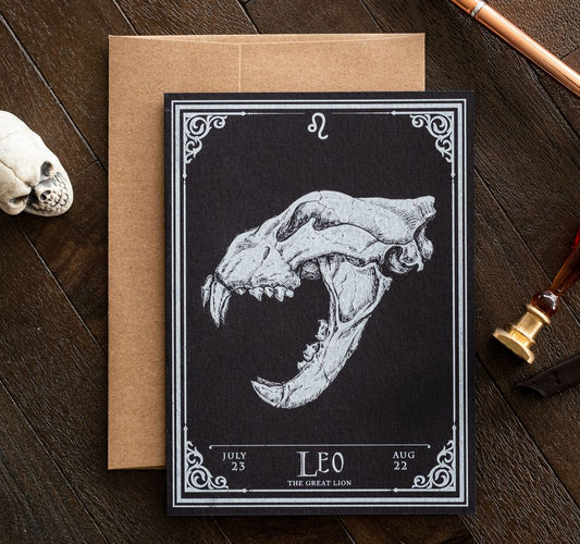 Leo Skull Horoscope Zodiac Birthday Card