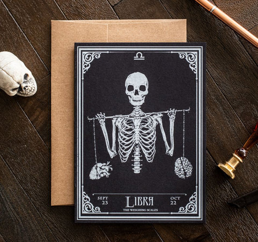 Libra Skull Horoscope Zodiac Birthday Card