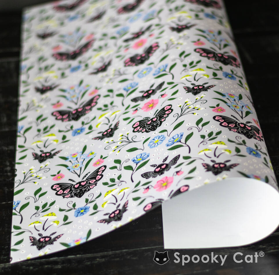 Mothman Floral Springoween Gothic Gift Wrap