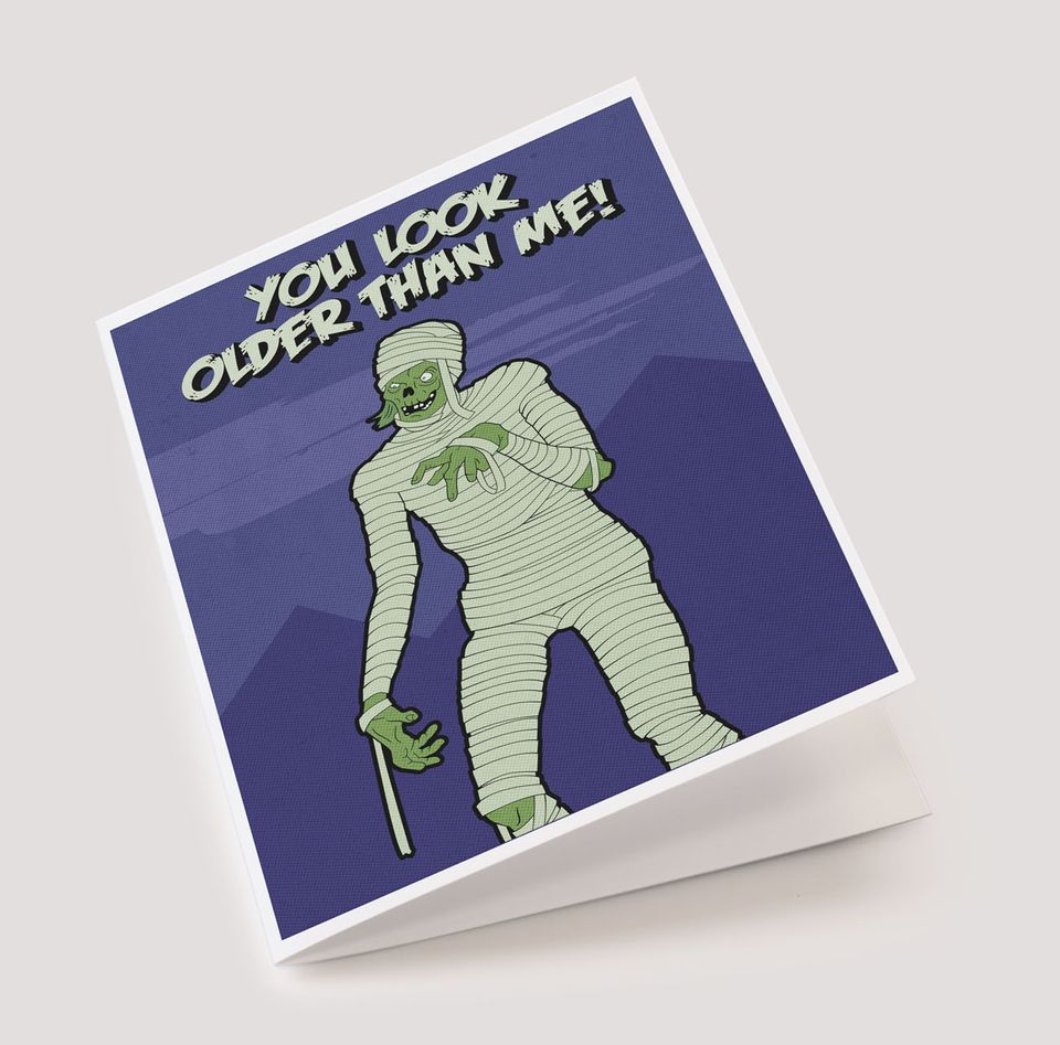 Spooky Cat Mummy Birthday Card