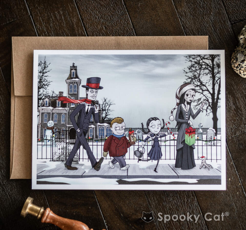 Addams Family-Inspired Horror Gothic Christmas Card