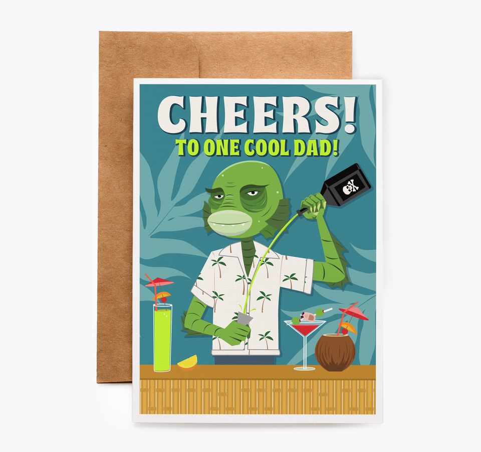 Creature from the Black Lagoon Tiki Bar Father's Day Card