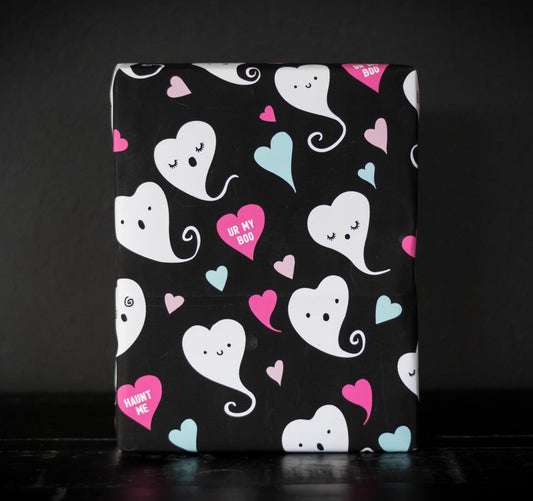 Pink goth ghost boo spooky cute gift wrap