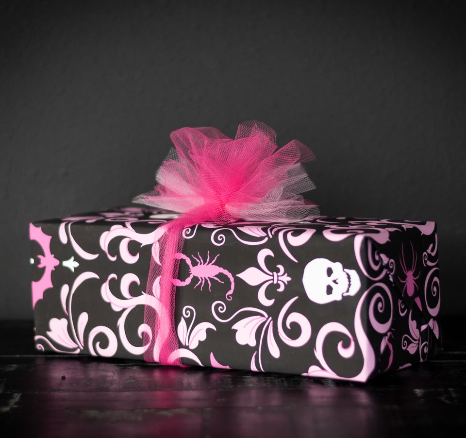 Pink Goth Damask Gift Wrap (1 Sheet)