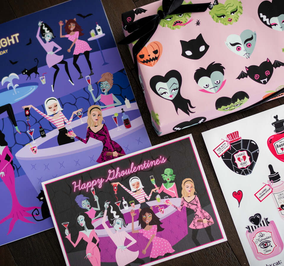 Ghoulentine's Galentine's Day Spooky Girl Card