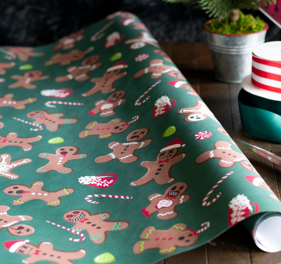 Gingerdead men Gothic Creepy Christmas Gift Wrap