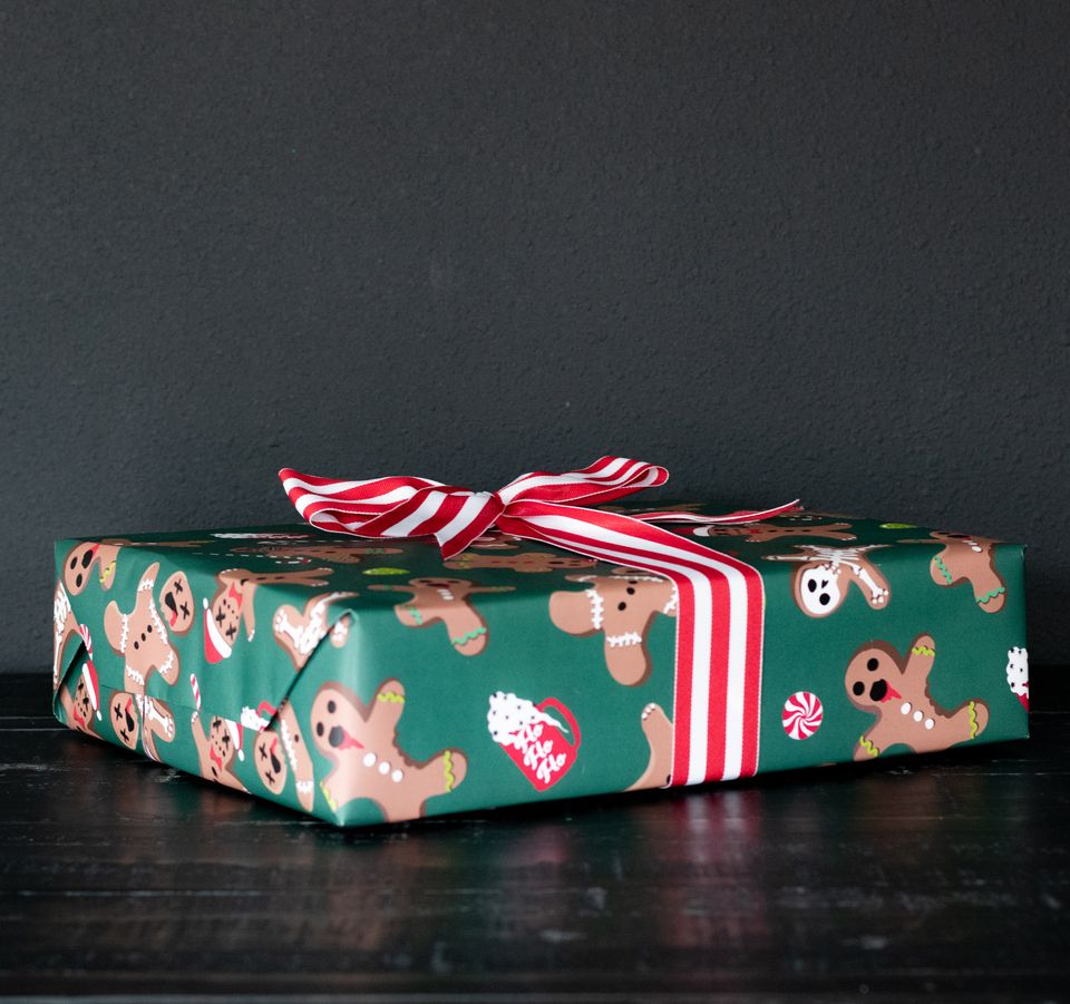 Gingerdead men Gothic Creepy Christmas Gift Wrap