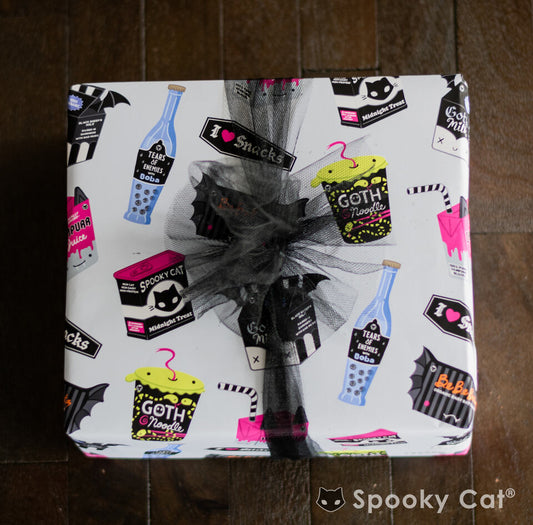 Gothic Snacks, Goth Milk, Tears of Enemies, and Goth Noodle Kawaii goth gift wrap sheet