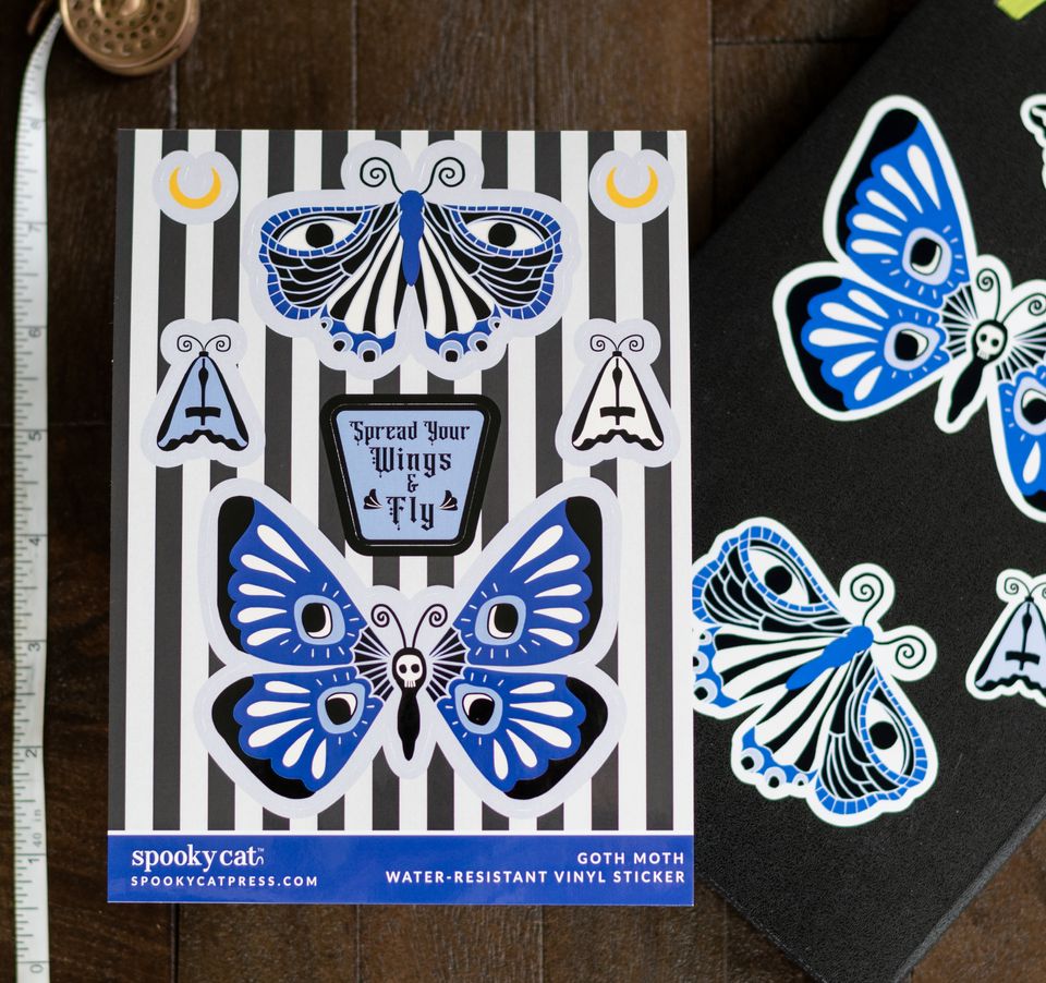Goth Moth Butterfly Vinyl Sticker Sheet