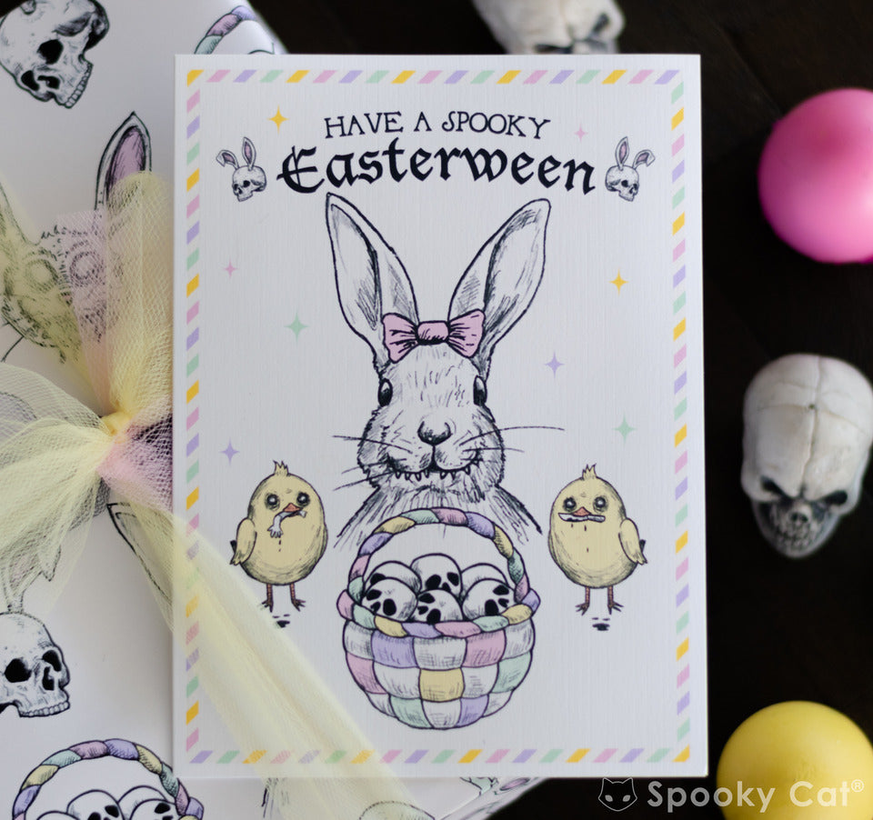 Gothic Easterween Bunny Greeting Card