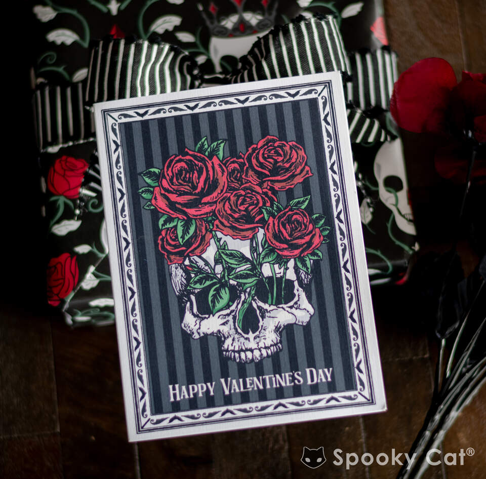 Skull and Rose Gothic Valentine's Card