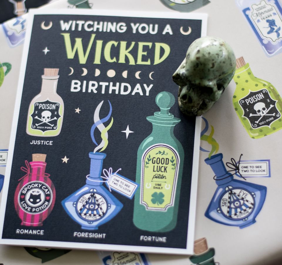 Wicked Witch Potions Halloween Birthday Card