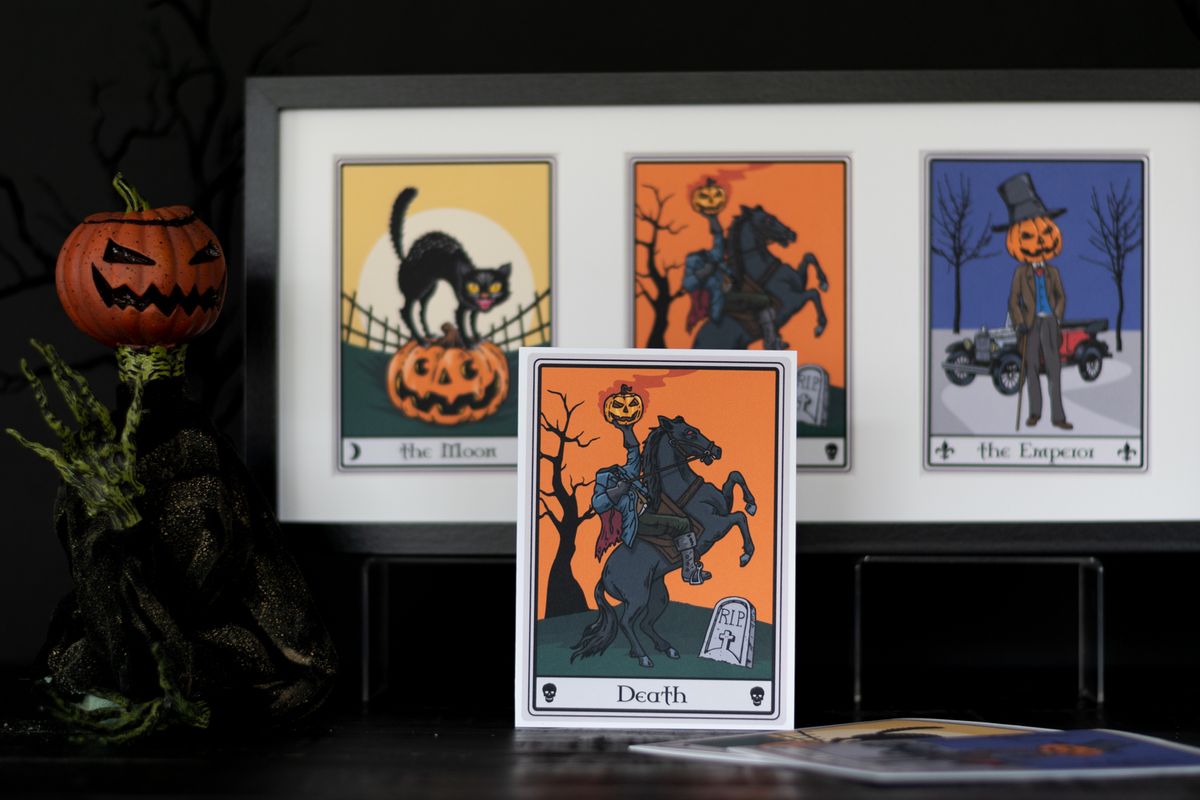 Headless Horseman Death Halloween Tarot Card