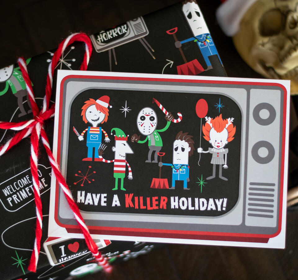 Horror Killer Retro Cute Slasher Christmas Card