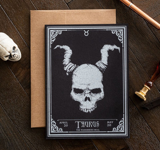 Taurus Skull Horoscope Zodiac Birthday Card