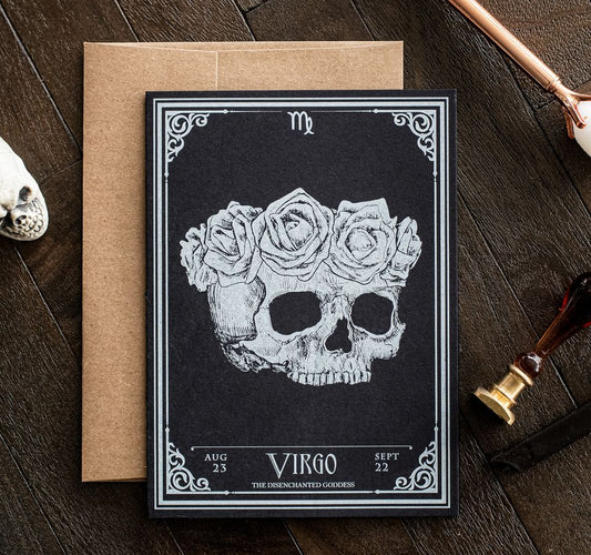 Virgo Skull Horoscope Zodiac Birthday Card