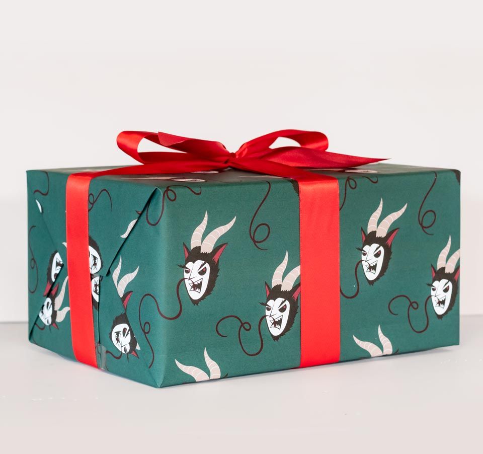 Spooky Cat Krampus Krampusnacht Gift Wrap