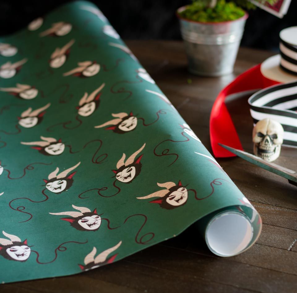 Spooky Cat Krampus Krampusnacht Gift Wrap