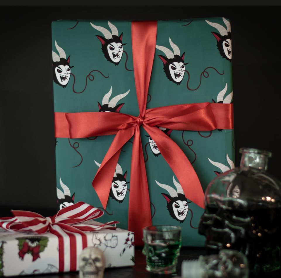Spooky Cat Krampus Krampusnacht Gift Wrap