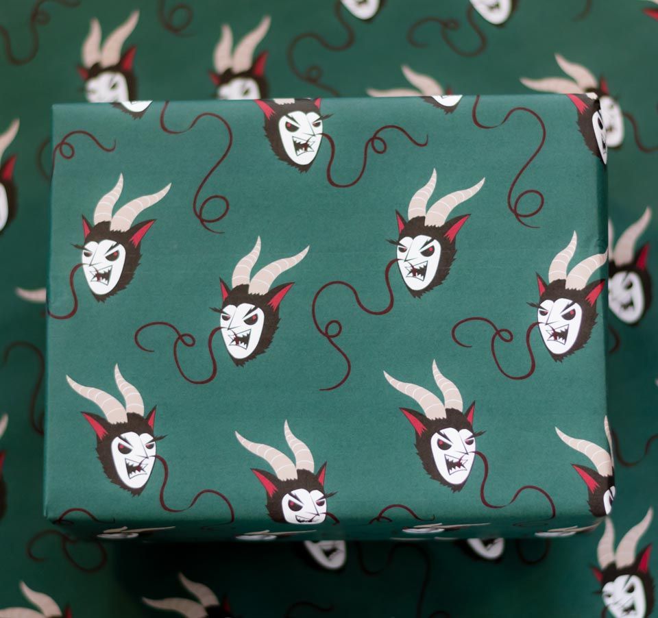 Spooky Cat Krampus Krampusnacht Gift Wrap