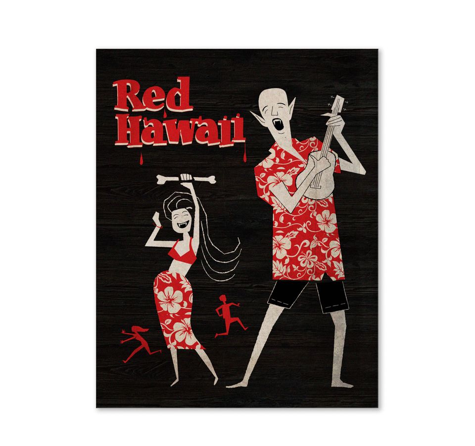 Nosferatu Vampire Tiki Red Hawaii Art Print