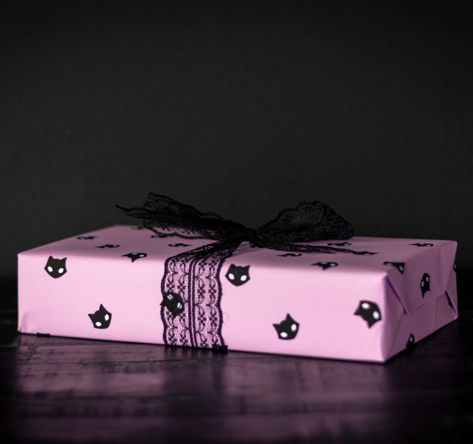 Black Cat Pastel Goth Pink Gift wrap