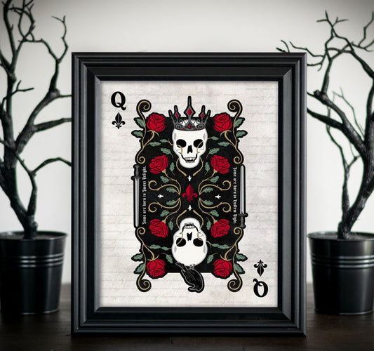 HalloQueen of Thorns Skull and Rose Art Print